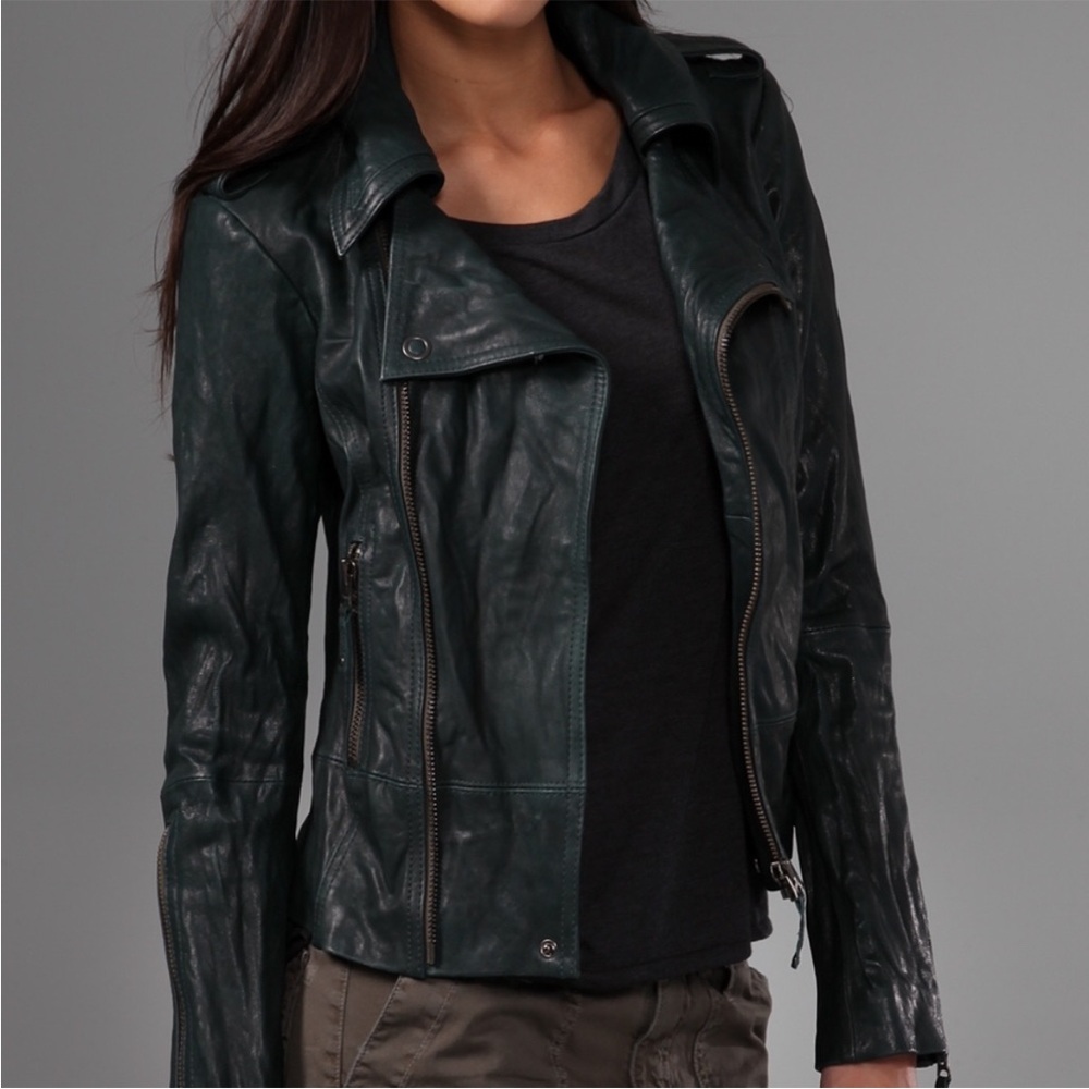 Ever Brand Lamb Skin Leather Moto Motorcycle Jacket Black‎ Women’s Size Small